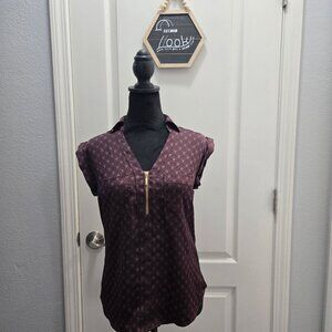 Express Purple & Black Patterned Sleeveless Blouse Womens XXS/TTP